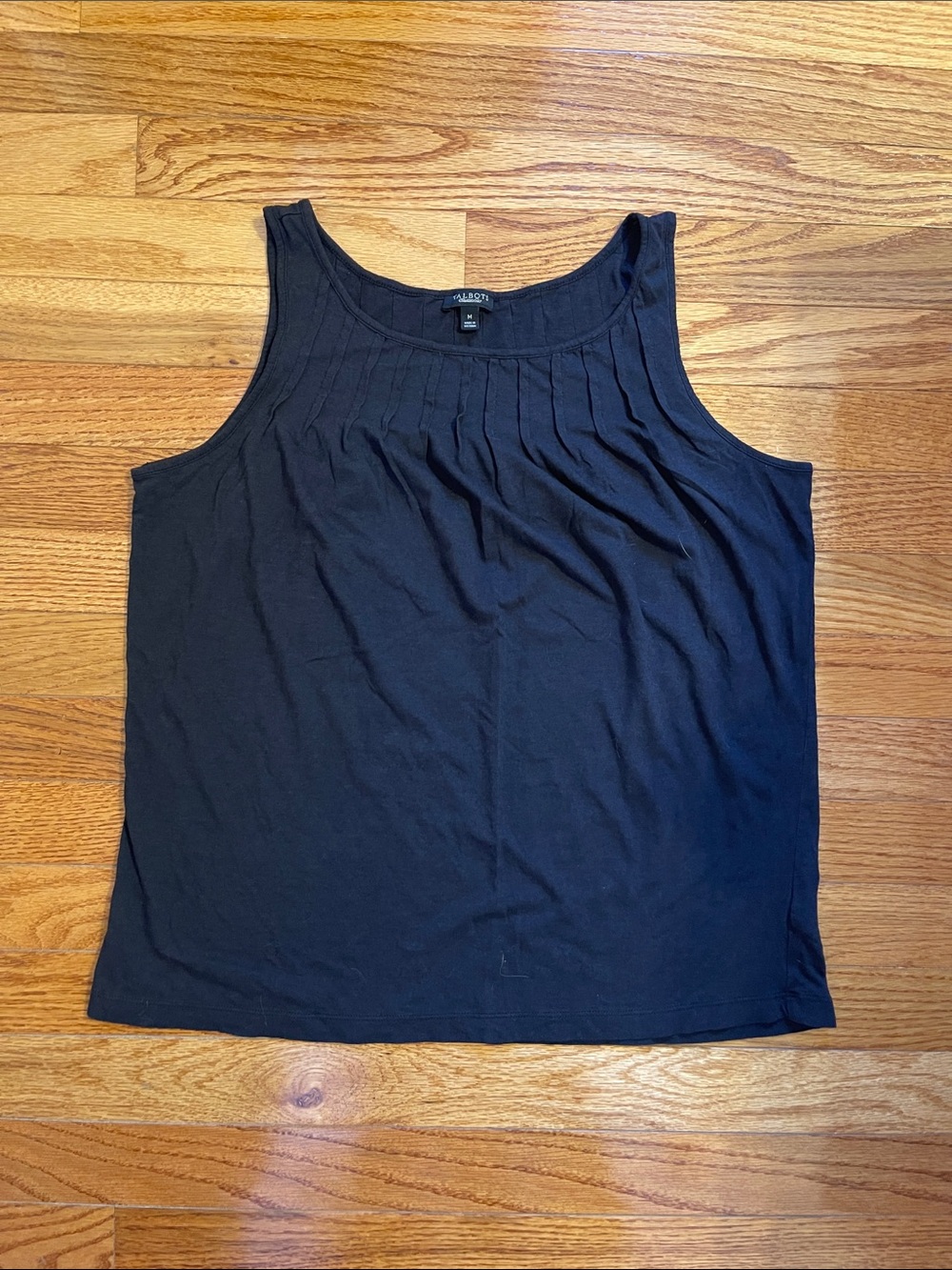 Talbots Black Pleated Yoke Tank Sz M
